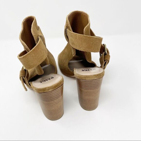 Paige Suede Mimi Buckle Peep Toe Ankle Booties - Picture 7 of 10